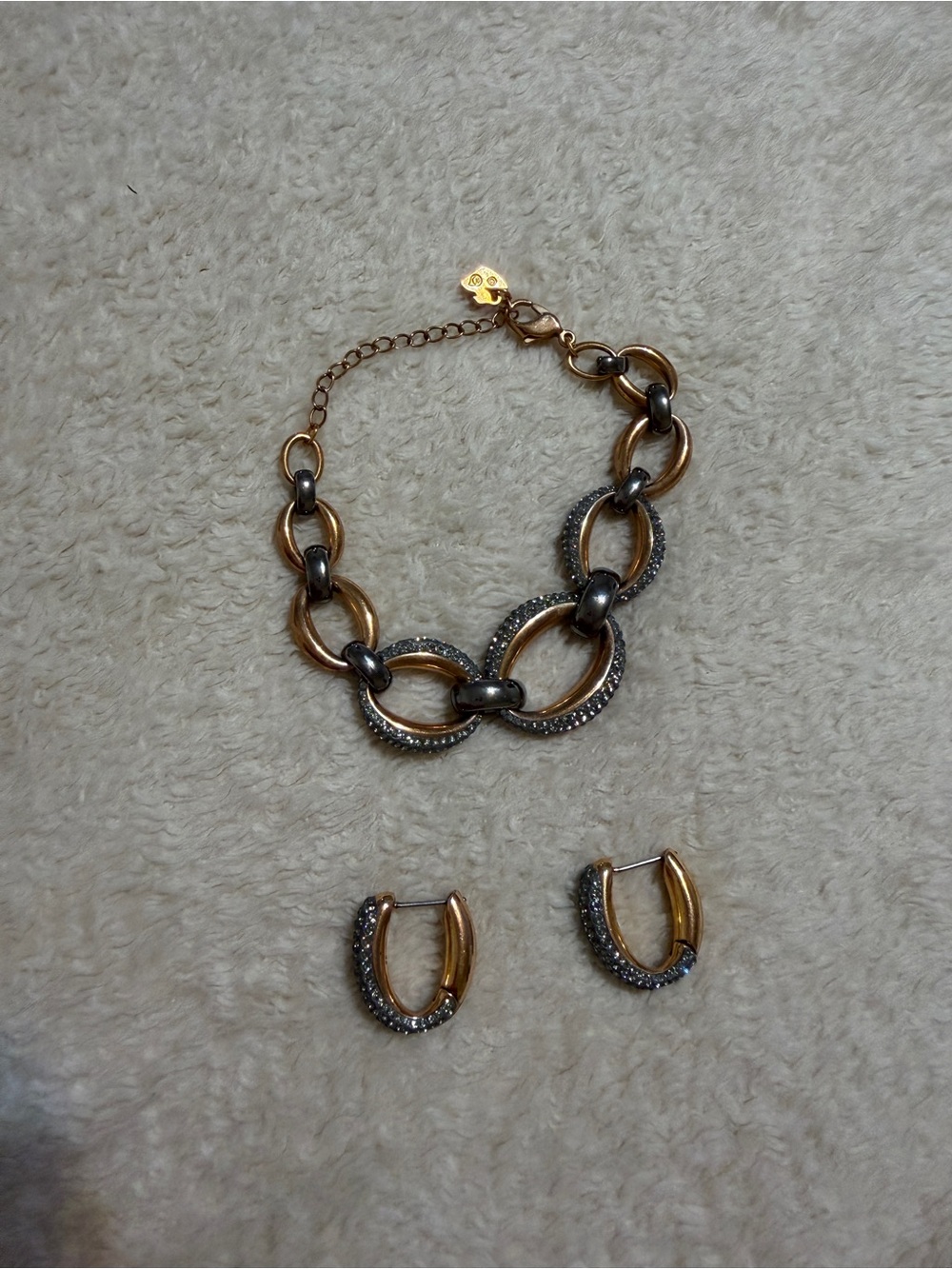 Swarovski Circlet Rose Gold Bracelet with Matching Hoop Earrings